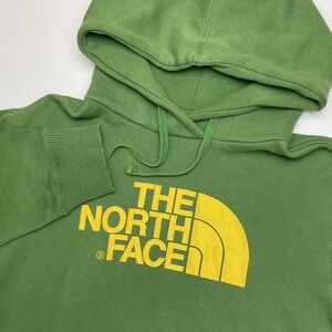 The North Face Half Dome Hoodie Mens Medium Green Yellow Cotton Blend Fleece